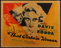 4z0078 THAT CERTAIN WOMAN style B 1/2sh 1937 art of Henry Fonda & Bette Davis with those eyes, rare!