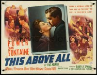 4z0080 THIS ABOVE ALL style B 1/2sh 1942 romantic close up of Tyrone Power & Joan Fontaine, rare!