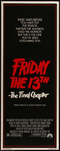 4z0209 FRIDAY THE 13th - THE FINAL CHAPTER insert 1984 Part IV, slasher sequel, Jason's unlucky day!