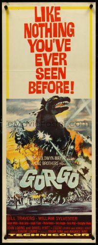 4z0211 GORGO insert 1961 great artwork of giant monster terrorizing London by Joseph Smith!
