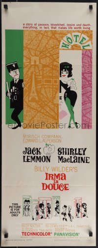 4z0214 IRMA LA DOUCE insert 1963 Billy Wilder, great art of Shirley MacLaine & Jack Lemmon!