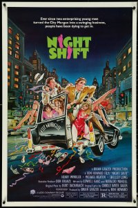4z1042 NIGHT SHIFT 1sh 1982 Michael Keaton, Henry Winkler, sexy girls in hearse art by Mike Hobson!