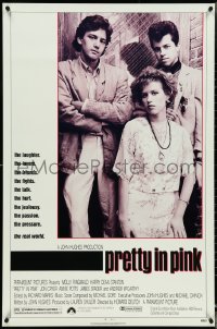 4z1056 PRETTY IN PINK 1sh 1986 great portrait of Molly Ringwald, Andrew McCarthy & Jon Cryer!