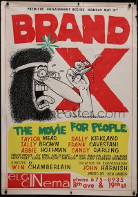 4z0011 BRAND X 33x47 special poster 1970 Win Chamberlain absurd political comedy, Shelton art, rare!