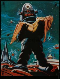 4z0313 FORBIDDEN PLANET 2-sided 17x22 special poster 1970s Robby the Robot carrying Anne Francis!