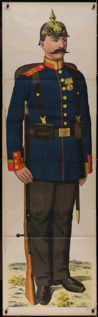 4z0027 PRUSSIAN INFANTRY 23x75 German poster 1890s art of German soldier at attention, rare!