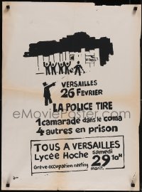4z0041 VERSAILLES 26 FEVRIER LA POLICE TIRE 23x31 French protest poster 1960s protesting police!