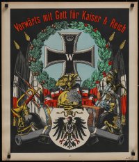 4z0031 VORWARTS MIT GOTT FUR KAISER & REICH 23x27 German special poster 1890s art of Iron Cross!