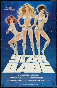4z1094 STAR BABE 24x37 1sh 1977 a sexual space fantasy, art of sexy sci-fi girls by N. Villagran!