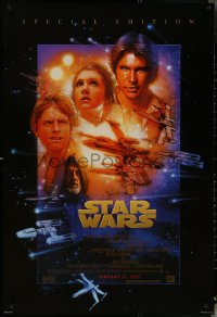 4z1099 STAR WARS style B advance 1sh R1997 George Lucas sci-fi classic, cool art montage by Drew Struzan!
