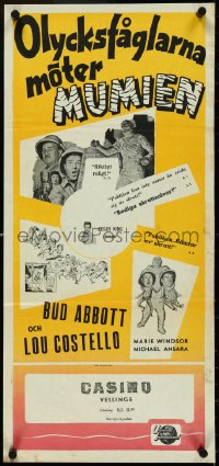 4z0325 ABBOTT & COSTELLO MEET THE MUMMY Swedish stolpe 1955 Bud & Lou, completely different!