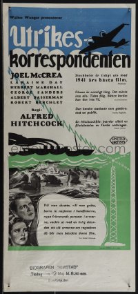 4z0330 FOREIGN CORRESPONDENT Swedish stolpe 1941 Alfred Hitchcock, McCrea & Laraine Day in WWII!