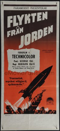 4z0341 WHEN WORLDS COLLIDE Swedish stolpe 1951 George Pal classic sci-fi thriller, ultra rare!