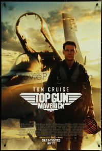 4z1114 TOP GUN: MAVERICK advance DS 1sh 2021 Naval aviator Tom Cruise in title role in front of jet!