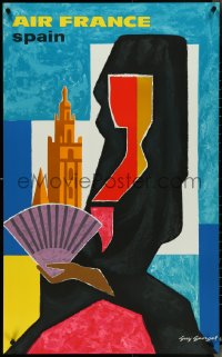 4z0403 AIR FRANCE SPAIN 24x39 French travel poster 1963 best Guy Georget abstract artwork of woman!