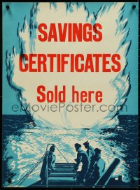 4z0351 SAVINGS CERTIFICATES SOLD HERE 20x27 English WWII war poster 1940s deploying depth charges!