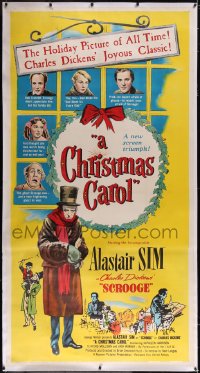 5a0027 CHRISTMAS CAROL linen 3sh 1951 Charles Dickens Xmas classic, Alastair Sim as Scrooge, rare!
