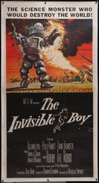 5a0038 INVISIBLE BOY linen 3sh 1957 Robby the Robot, who would destroy the world, Kunstler art!