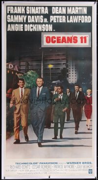 5a0042 OCEAN'S 11 linen 3sh 1960 The Rat Pack robs Las Vegas casino, best image for this movie, rare!