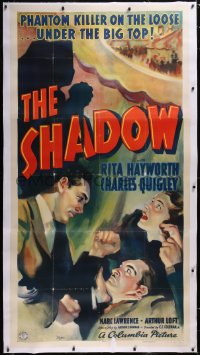 5a0049 SHADOW linen 3sh 1937 Rita Hayworth with phantom killer on the loose under the big top, rare!