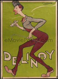 5a0004 DELINAY linen 38x52 French advertising poster 1910s Pierre Verjez art with odd pipe, rare!