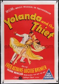 5a0315 YOLANDA & THE THIEF linen Aust 1sh 1945 art of Fred Astaire & Lucille Bremer dancing, rare!