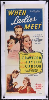5a0756 WHEN LADIES MEET linen Aust daybill 1941 Joan Crawford, Taylor, Garson & Marshall, ultra rare!