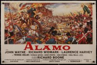 5a0766 ALAMO linen Belgian 1960 Brown art of John Wayne & Richard Widmark in the War of Independence!