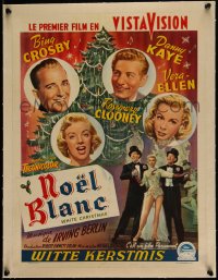 5a0844 WHITE CHRISTMAS linen Belgian 1954 Bing Crosby, Kaye, Clooney, Vera-Ellen, different & rare!