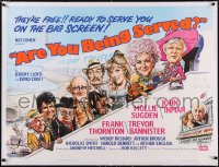 5a0417 ARE YOU BEING SERVED linen British quad 1977 Langford art from classic English TV, very rare!