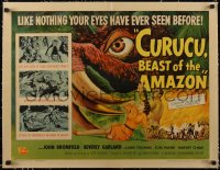 5a0993 CURUCU, BEAST OF THE AMAZON linen style B 1/2sh 1956 Universal monster art by Reynold Brown!