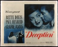 5a0996 DECEPTION linen 1/2sh 1946 Bette Davis between Paul Henreid & Claude Rains, ultra rare!