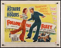5a1009 FOLLOW THE FLEET linen 1/2sh R1953 Fred Astaire & Ginger Rogers, music by Irving Berlin!