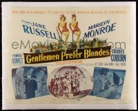 5a1012 GENTLEMEN PREFER BLONDES linen 1/2sh 1953 art & photos of sexy Marilyn Monroe & Jane Russell!
