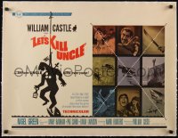 5a1044 LET'S KILL UNCLE linen 1/2sh 1966 William Castle, wacky horror comedy art + photo montage!