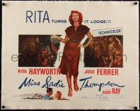 5a1051 MISS SADIE THOMPSON linen 2D 1/2sh 1953 sexy smoking prostitute Rita Hayworth turns it loose!