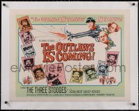 5a1059 OUTLAWS IS COMING linen 1/2sh 1965 The Three Stooges with Curly-Joe are wacky cowboys!