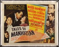 5a1085 TALES OF MANHATTAN linen 1/2sh 1942 beautiful Rita Hayworth, Boyer & Mitchell, very rare!