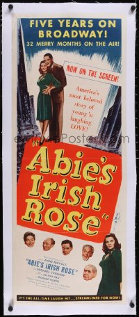 5a0848 ABIE'S IRISH ROSE linen insert 1946 Joanne Dru, Anne Nichols, riotous, romantic hit, rare!
