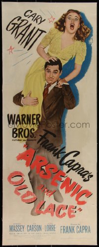 5a0853 ARSENIC & OLD LACE linen insert 1944 Cary Grant, Priscilla Lane, Capra, best image & rare!