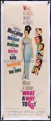 5a0961 WHAT A WAY TO GO linen insert 1964 Paul Newman, Mitchum, Dean Martin, Shirley MacLaine!