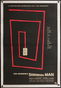 5a0148 INCREDIBLE SHRINKING MAN linen 27x40 promo brochure 1957 different day-glo art, ultra rare!