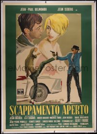 5a0063 BACKFIRE linen Italian 2p 1964 cool Ercole Brini art of Jean Seberg & Jean-Paul Belmondo!