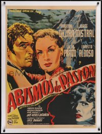 5a0577 ABISMOS DE PASION linen Mexican poster 1954 Bunuel's Wuthering Heights adaptation, very rare!