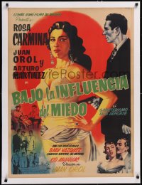 5a0578 BAJO LA INFLUENCIA DEL MIEDO linen Mexican poster 1956 great art of sexy bad Rosa Carmina!