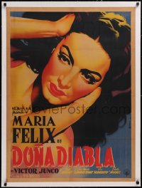 5a0584 DONA DIABLA linen Mexican poster 1950 amazing super c/u Espert art Maria Felix, ultra rare!