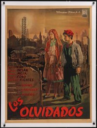 5a0620 LOS OLVIDADOS linen Mexican poster 1950 Luis Bunuel classic, juvenile delinquents, very rare!