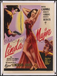 5a0657 YO SOY MEXICANO DE ACA DE ESTE LADO linen Mexican poster 1952 great art of sexy Rosa Carmina!
