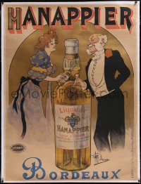 5a0005 HANAPPIER linen 39x51 French advertising poster 1890s Guillaume brandy bottle art, ultra rare!
