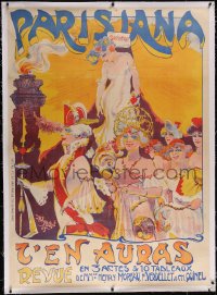 5a0014 PARISIANA linen 45x62 French stage poster 1903 wonderful art by Jack Abeille, ultra rare!